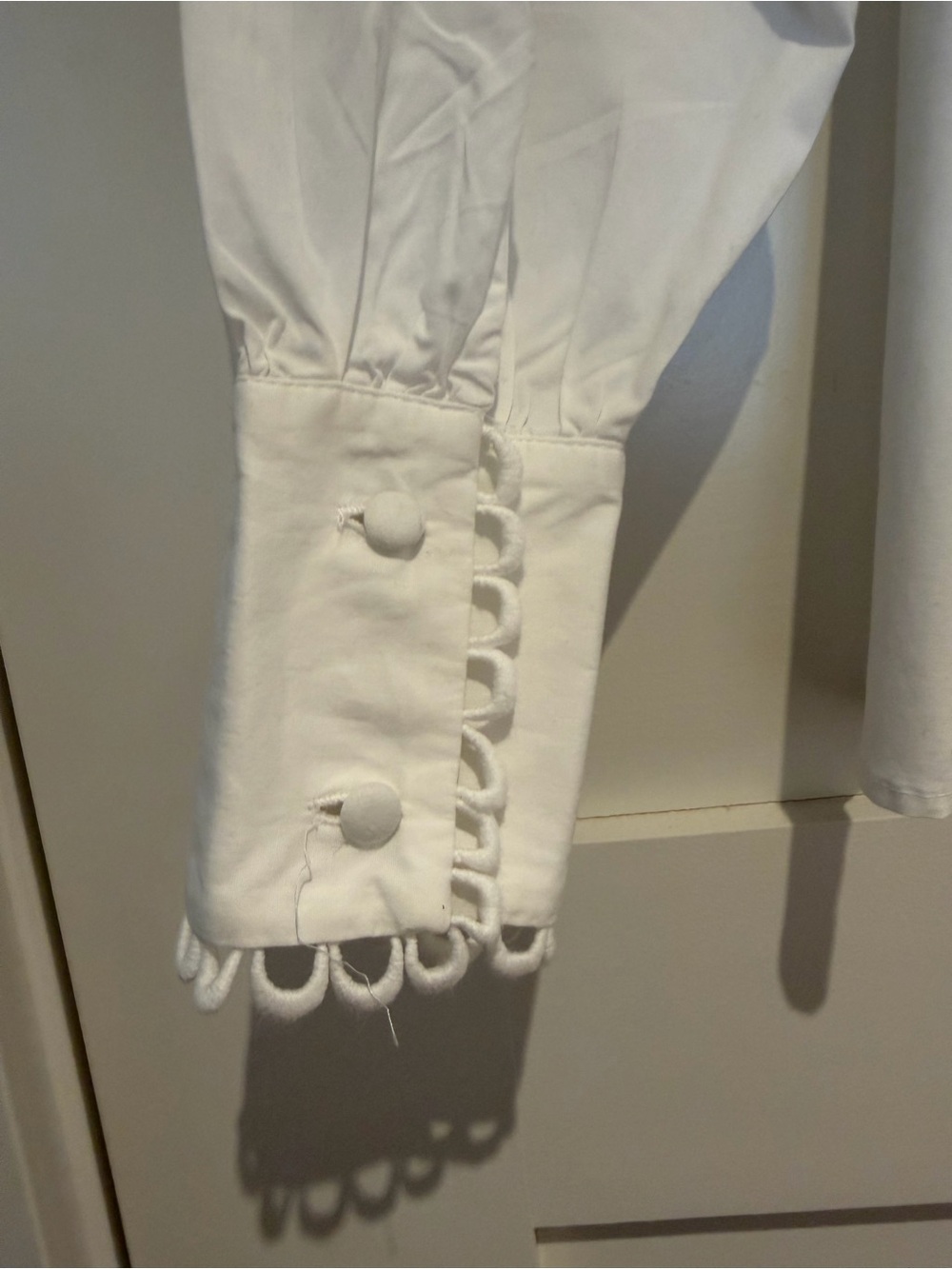 Zara White Ruffle-Trim Button-Down Blouse - Picture 3 of 6